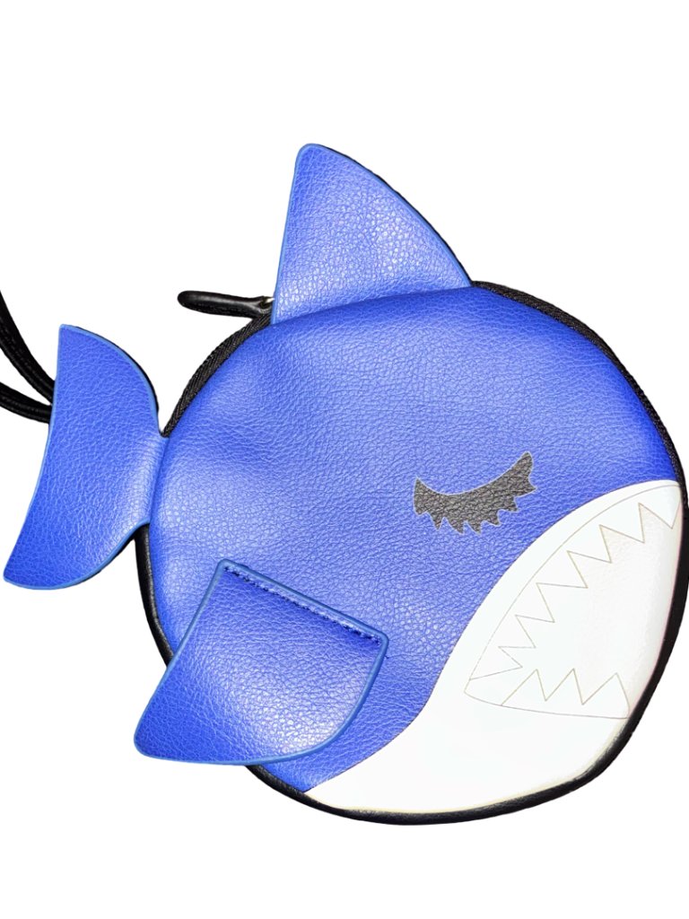 *Luv Betsey*Nwot*Small Blue/Black Shark-Shaped Purse Wristlet